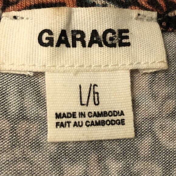 Garage Crop Top Women Sz L Multicolor Cap Sleeve Stretch V Neck Tee Shirt Casual - Picture 3 of 10